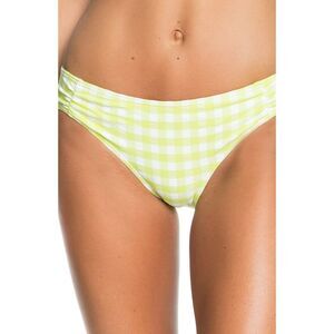 ROXY Women's Yellow Lined Stretch Beautiful Sun Bikini Swimsuit Bottom L